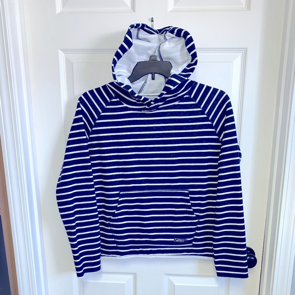 State of Mine Tennessee Sweatshirt hoodie Ladies Large Navy White striped EUC